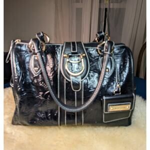 Madi Claire embossed leather satchel - BIG bag, super pretty - EUC